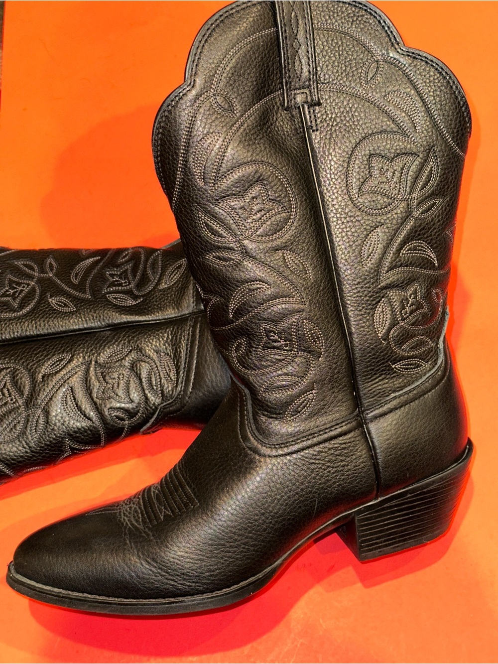 Ariat Heritage Western Deertan Black Leather Cowboy Boots 10001037 Women’s 10C